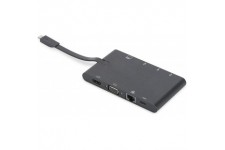 DIGITUS Universal Travel Docking Station USB 3.1 Type C 4K HDMI VGA 2X USB-C 2X USB3.0 RJ45 MicroSD SD/MMC Black