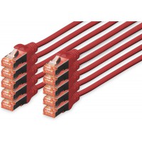 DIGITUS Cat 6 S-FTP Patch Cord, CU, LSZH AWG 27/7, Length 1 m, 10 Pieces, Color Red