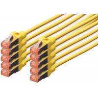DIGITUS Cat 6 S-FTP Patch Cord, CU, LSZH AWG 27/7, Length 1 m, 10 Pieces, Color Yellow