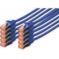 DIGITUS Cat 6 S-FTP Patch Cord, CU, LSZH AWG 27/7, Length 3 m, 10 Pieces, Color Blue