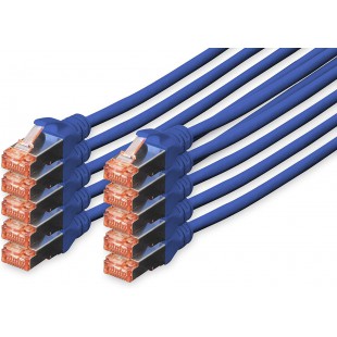 DIGITUS Cat 6 S-FTP Patch Cord, CU, LSZH AWG 27/7, Length 3 m, 10 Pieces, Color Blue