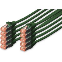 DIGITUS Cat 6 S-FTP Patch Cord, CU, LSZH AWG 27/7, Length 5 m, 10 Pieces, Color Green