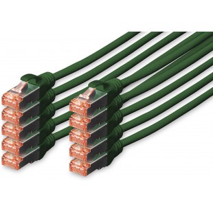 DIGITUS Cat 6 S-FTP Patch Cord, CU, LSZH AWG 27/7, Length 5 m, 10 Pieces, Color Green