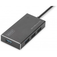 DIGITUS Hub USB - 4 Ports - Super Speed USB 3.0-5 Gbit/s - Plug & Play - Boitier en Aluminium - Noir