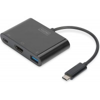DIGITUS DA-70855 HDMI/USB Adaptateur [1x USB-Câ„¢ male - 1x HDMI Femelle, USB 3.0 Femelle Type A, USB-Câ„¢ Femelle] Noir