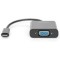 Digitus Adaptateur Graphique USB Type C vers VGA, Full HD 60 Hz, 1920 x 1080 Pixels, Plastique, Noir