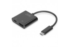 DIGITUS Adaptateur Graphique USB Typ-C Basic Line - USB C vers HDMI, Port de Charge Type C Noir