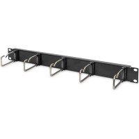 DIGITUS Panneau de Guidage de cable 19" 1HE 5 Barres de Guidage en Acier Rond 75 x 40 mm Noir