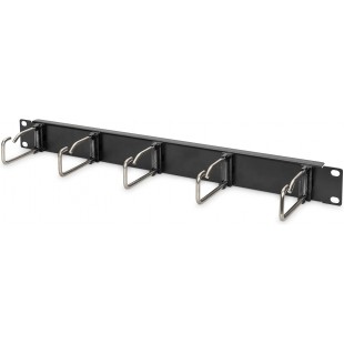 DIGITUS Panneau de Guidage de cable 19" 1HE 5 Barres de Guidage en Acier Rond 75 x 40 mm Noir