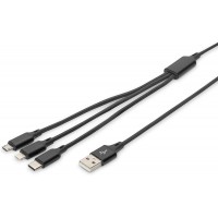 DIGITUS AK-300160-010-S cable USB 1 m USB A USB C/Micro-USB B/Lightning Noir