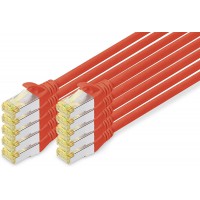 CAT 6A S-FTP Cable de brassage, Cu, LSZH AWG 26/7, length 1 m, 10 pieces, color red
