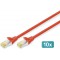 CAT 6A S-FTP Cable de brassage, Cu, LSZH AWG 26/7, length 1 m, 10 pieces, color red
