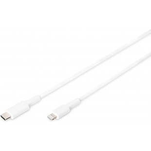 Cable de Chargement de donnees USB, Lightning - USB-C M/M, 1,0m, PVC, MFI, Blanc