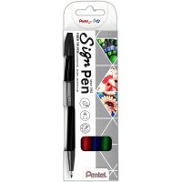 Pentel S520-4 Sign Pen Lot de 4 feutres a  pointe de 8 mm Noir/rouge/bleu/vert