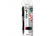 Pentel S520-4 Sign Pen Lot de 4 feutres a  pointe de 8 mm Noir/rouge/bleu/vert