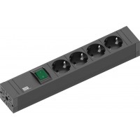 Multiprise Connect Line 420.0012-4 Prises de Terre avec Interrupteur et cable de 2 m - Noir
