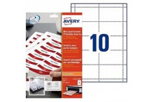 AVERY - Pochette de 200 inserts iprimables pour badges, En carte blanche 190g/m², Format 90 x 54 mm, Impression laser / jet d'en