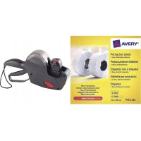 AVERY - Pince a  etiqueter 1 Ligne (8 caracteres) + 1 Rouleau encreur + 1 Rouleau d'etiquettes & Boite de 10 Rouleaux de 1500 et