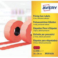 AVERY - Boite de 10 rouleaux de 1200 etiquettes autocollantes rouges pour etiqueteuse 2 lignes (total de 12000 etiquettes), Form