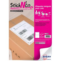 AVERY - Boite de 500 etiquettes integrees autocollantes Stick'Ngo, Format 120 x 164 mm, Compatible Colissimo, Impression laser /
