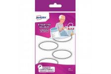 AVERY - Sachet de 18 etiquettes ovales solubles, Format 55 x 29 mm, Sous l'eau chaude elles se desintegrent,