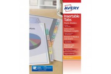 AVERY - Intercalaires a  onglets personnalisables et imprimables12 touches, Format A4, En polypropylene colore translucide