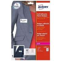 AVERY - Pochette de 540 badges autocollants imprimables pour textile, En soie d'acetate blanche, Format 63,5 x 29,6 mm, Impressi