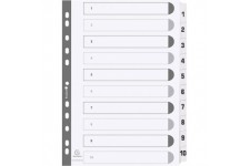 Exacompta - Ref. MWD1-10Z - Intercalaires en carte blanche 160g/m2 FSC® avec 10 onglets imprimes numeriques de 1 a  10 et plasti