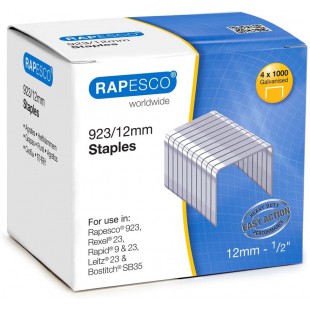 Rapesco S92312Z3 Boite de 4.000 Agrafes Galvanisees 923/12 mm - Metalliques