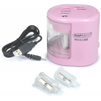 Rapesco 1446 Taille-crayons electrique PS12-USB Rose Pastel