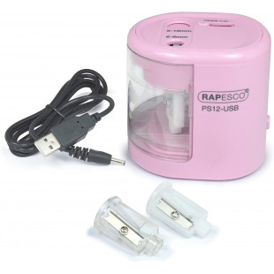 Rapesco 1446 Taille-crayons electrique PS12-USB Rose Pastel