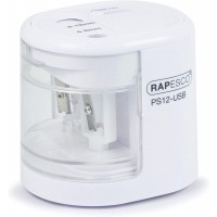 Rapesco 1448 Taille-crayons electrique PS12-USB, Blanc