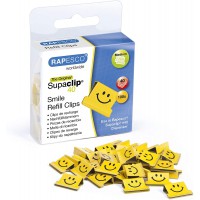 Rapesco 1380 Supaclip 40 Pinces de Recharge Souriantes, Jaune, Lot de 100