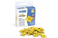 Rapesco 1380 Supaclip 40 Pinces de Recharge Souriantes, Jaune, Lot de 100