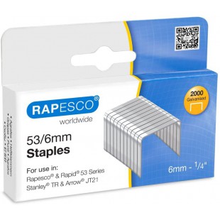 Rapesco 0751 Agrafes Galvanisees 53/ 6 mm - Metalliques - Boite de 2.000