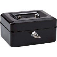 Rapesco SB0006B1 Caisse a  Monnaie et Billets en Acier avec 6 Compartiments 15 cm, Noir