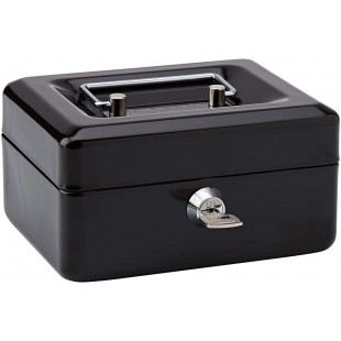 Rapesco SB0006B1 Caisse a  Monnaie et Billets en Acier avec 6 Compartiments 15 cm, Noir
