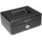 Rapesco SB0010B1 Caisse a  Monnaie et Billets en Acier avec 5 Compartiments 25 cm, Noir