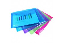 Lot de 5 : Rapesco 0689 Pochette Porte-Documents avec Bouton-Pression, A5, Couleurs Vives Transparentes, 