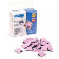 Rapesco 1312 Supaclip 40 Pinces de Recharge, Rose Pastel, Lot de 100