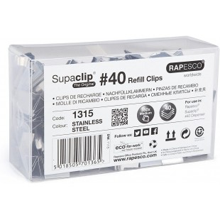 Rapesco 1315 Supaclip 40 Pinces de Recharge en Acier Inoxydable, Lot de 350