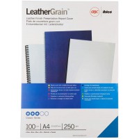 GBC LeatherGrain Pack de 100 Plats de Couverture 250 g/m2 Bleu