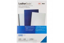 GBC LeatherGrain Pack de 100 Plats de Couverture 250 g/m2 Bleu