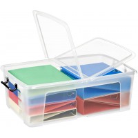 Smart Box-Boite de Rangement avec Couvercle clipse et poignees-Transparent, 50 Litre