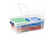 Smart Box-Boite de Rangement avec Couvercle clipse et poignees-Transparent, 50 Litre