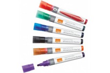 Nobo Marqueurs Effacables a  Sec Liquid Ink pour Tableau Blanc, Pointe Ogive de 3mm, Lot de 6, 1901077, Couleurs Assorties