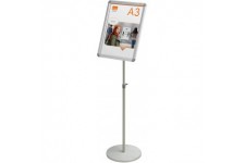 Nobo - Porte-Affiche Clipsable Format A3 sur Pied, Stand d'Exposition avec Hauteur Reglable, Portable, Cadre en Aluminium, Premi