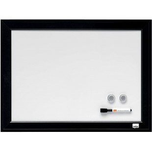 Nobo - Petit Tableau Blanc Magnetique Mural avec Cadre Noir, Kit de Fixation Murale Inclus, Maison/Bureau, 585 x 430 mm, 1903785