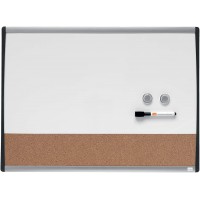 Nobo - Petit Tableau Blanc Magnetique avec Zone d'Affichage en Liege, Cadre Incurve, Portrait ou Paysage, Maison / Bureau, 585 x