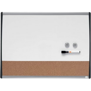 Nobo - Petit Tableau Blanc Magnetique avec Zone d'Affichage en Liege, Cadre Incurve, Portrait ou Paysage, Maison / Bureau, 585 x